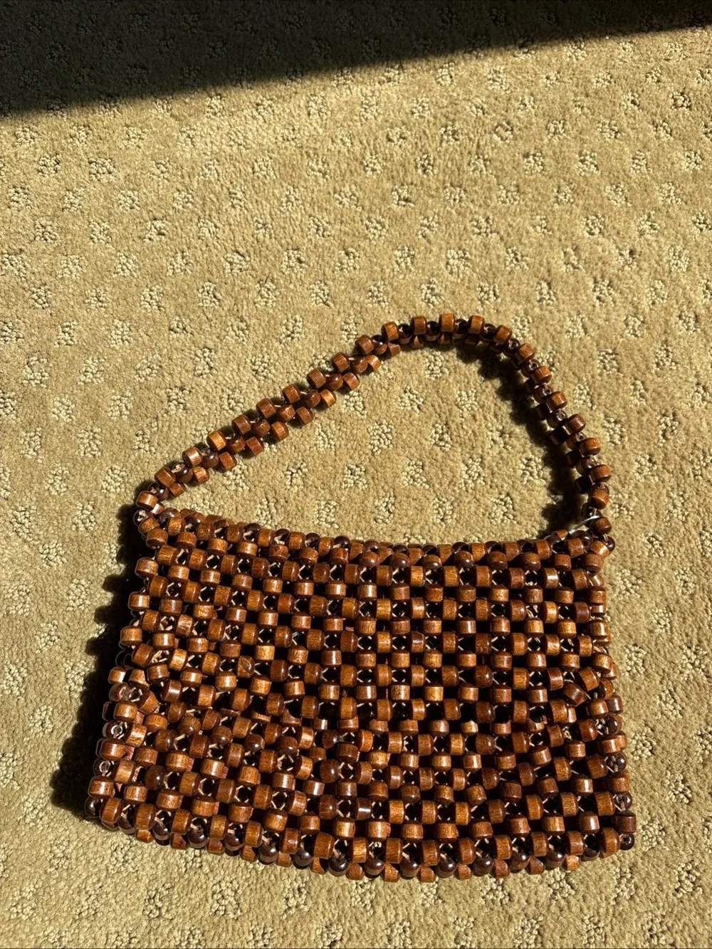 60s Vintage New Beaded Brown Handbag - Women's Shoulder Bag